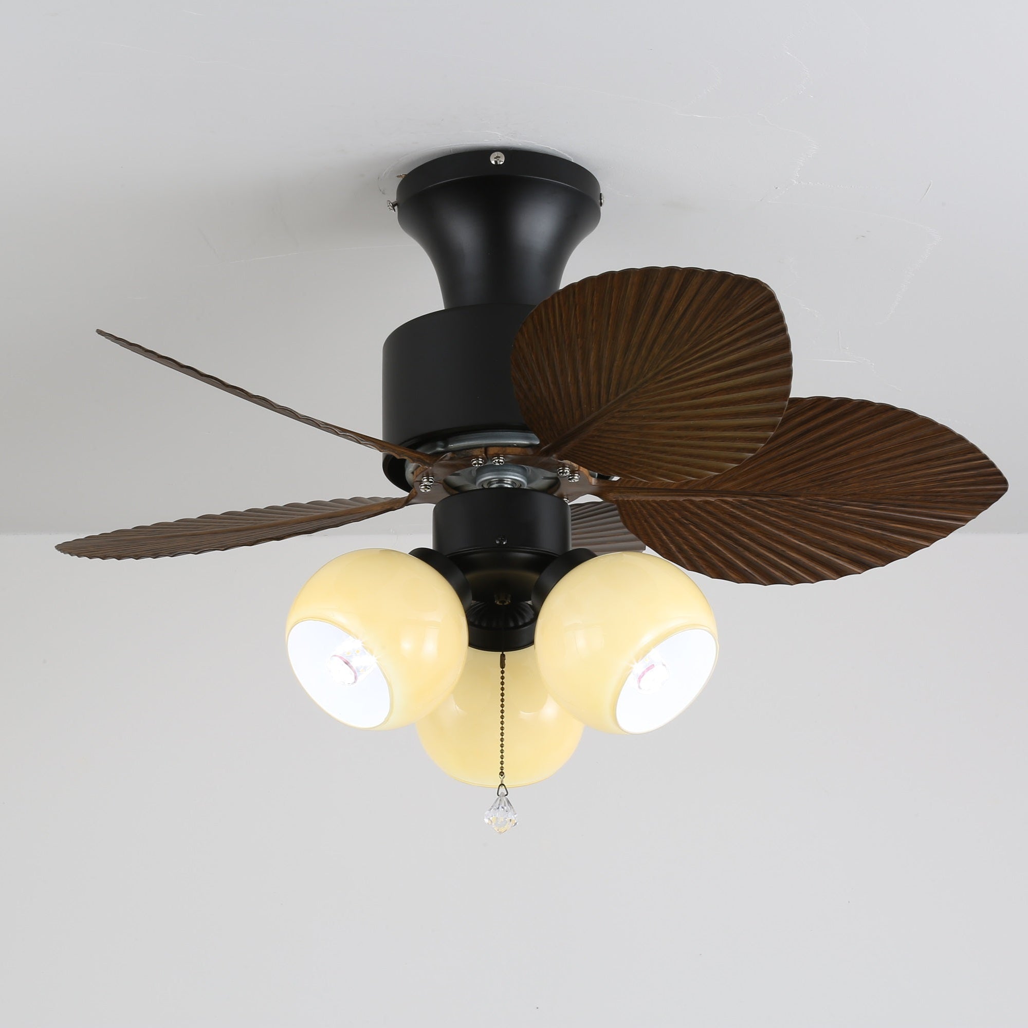 Ceiling Fan with Lighting Vintage Wood Look | Dimensions Ø80×30 cm Scandinavian Design for Living Room Bedroom Natural Interior - Lamylie