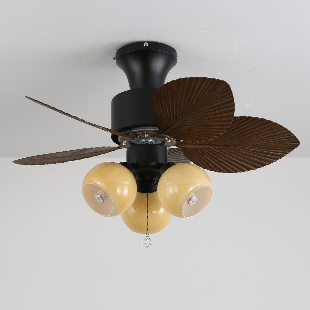 Ceiling Fan with Lighting Vintage Wood Look | Dimensions Ø80×30 cm Scandinavian Design for Living Room Bedroom Natural Interior - Lamylie