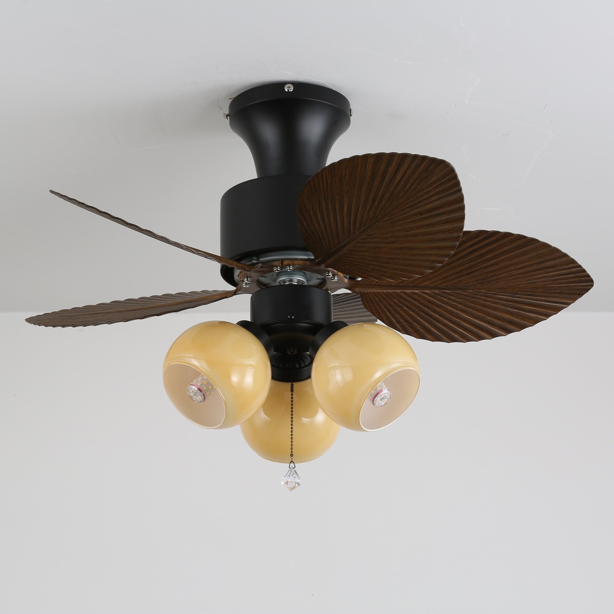 Ceiling Fan with Lighting Vintage Wood Look | Dimensions Ø80×30 cm Scandinavian Design for Living Room Bedroom Natural Interior - Lamylie