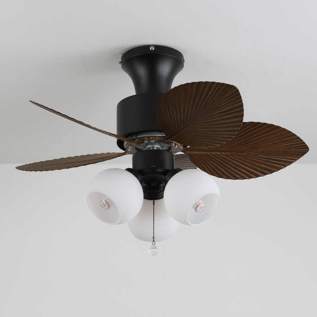 Ceiling Fan with Lighting Vintage Wood Look | Dimensions Ø80×30 cm Scandinavian Design for Living Room Bedroom Natural Interior - Lamylie