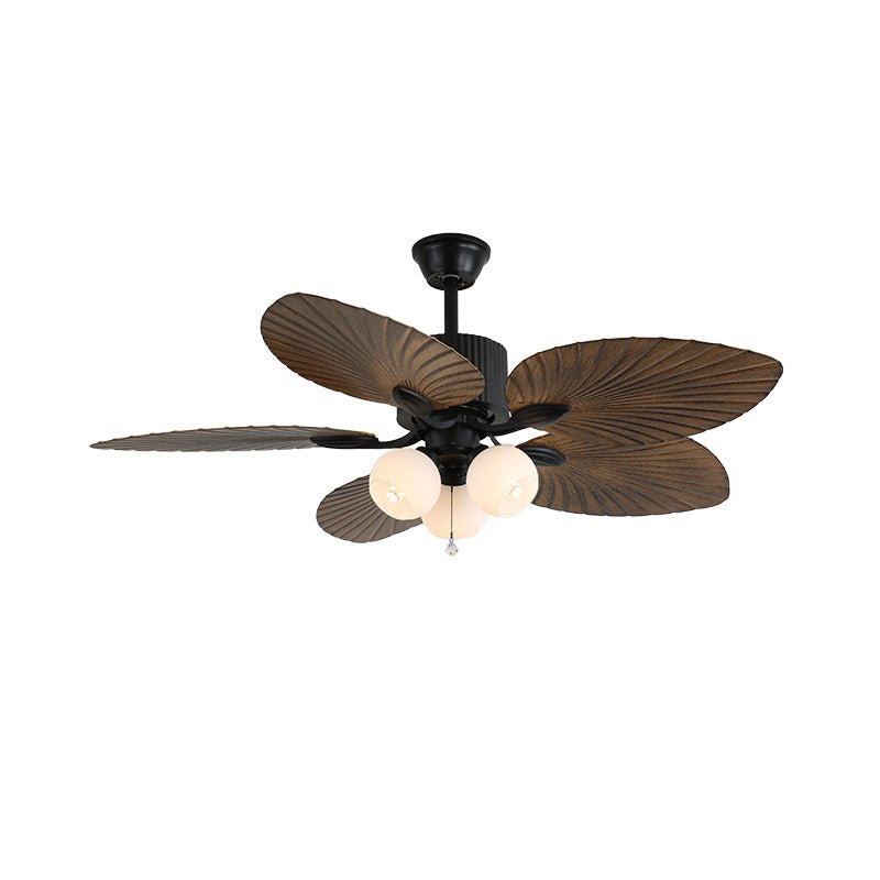 Tropische plafondventilator met glazen lampenkap - Stille kamerventilator met 6 snelheden en afstandsbediening - Lamylie
