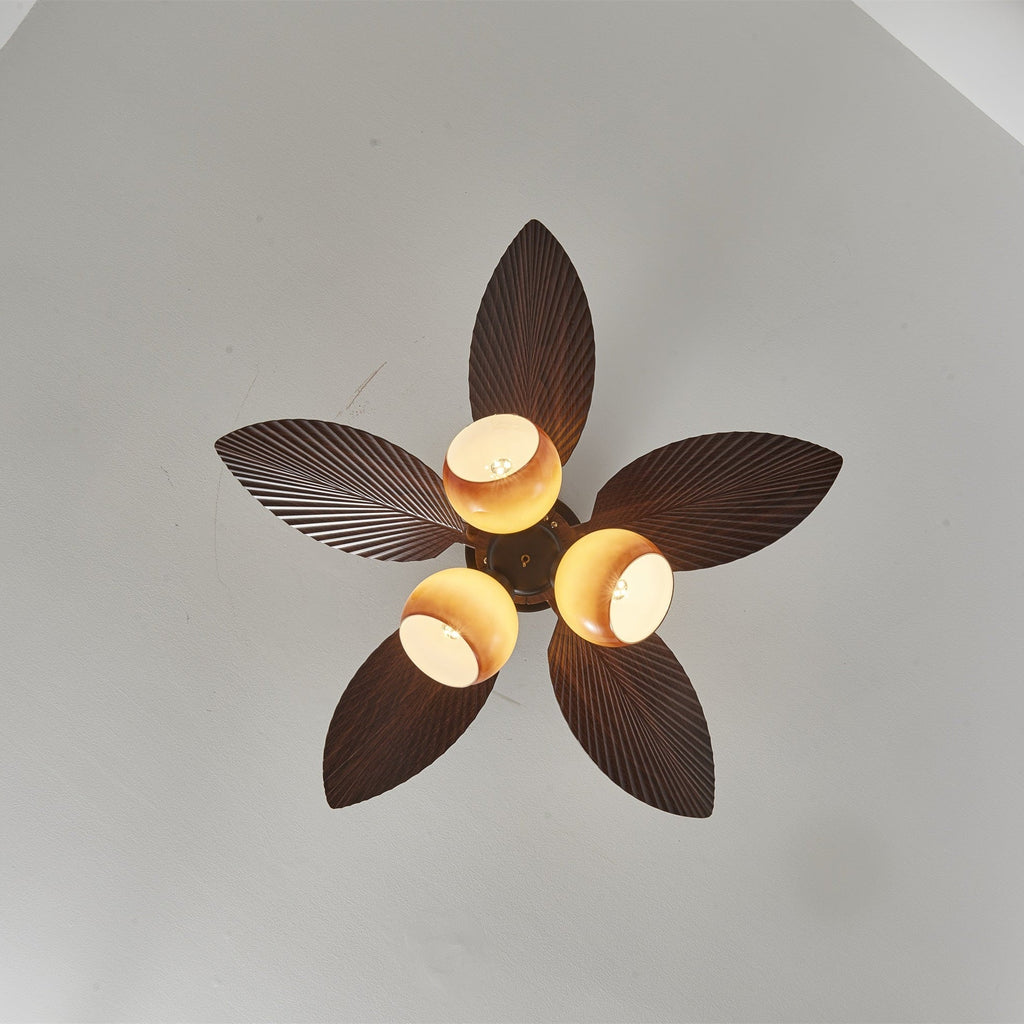 Vintage mennyezeti ventilátor világítással | 91 cm átmérő | Diófa felület és narancssárga lámpaernyő – Lamylie