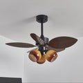 Vintage mennyezeti ventilátor világítással | 91 cm átmérő | Diófa felület és narancssárga lámpaernyő – Lamylie