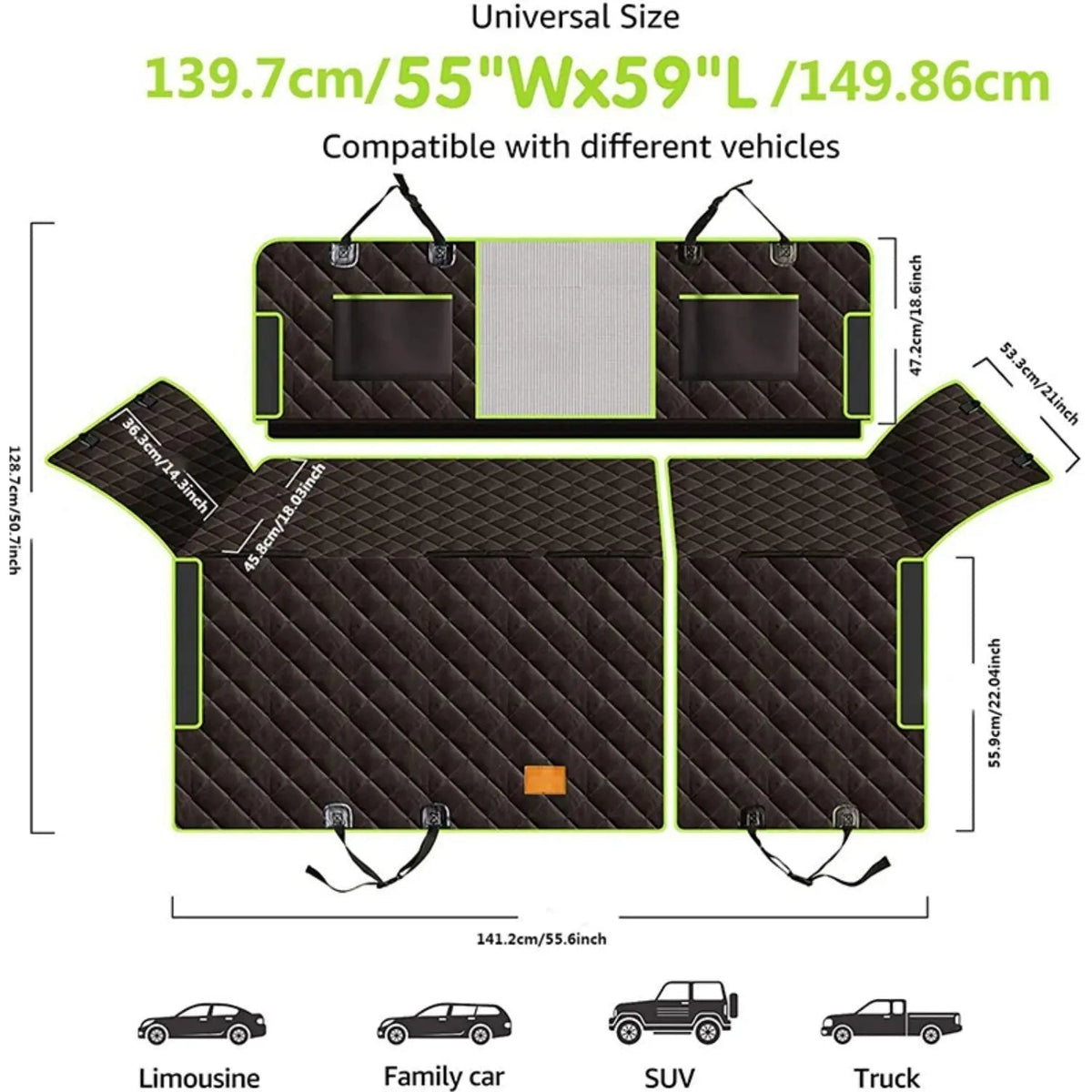Furride 6-In-1 Waterproof Dog Car Seat Protector — Hammock, Bench & Cargo Liner