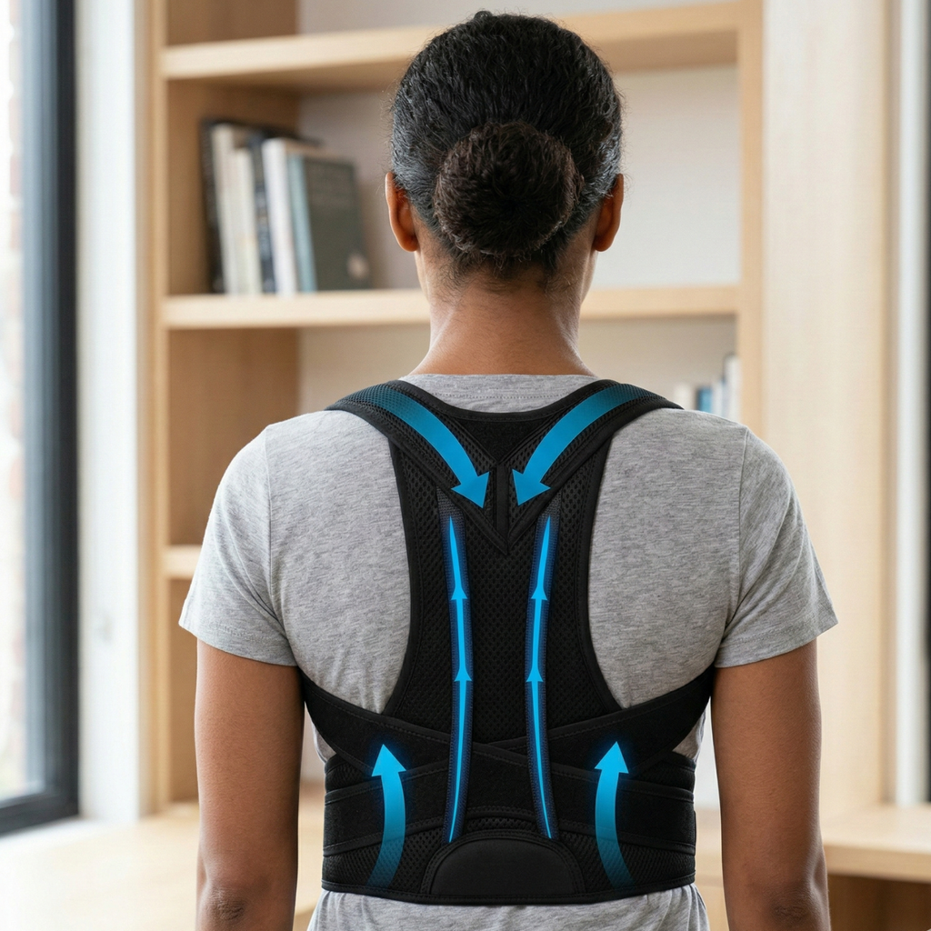 ErgoPosture 調整可能な背中サポートブレース — 脊柱アライメント、目立ちにくい男女兼用デザイン