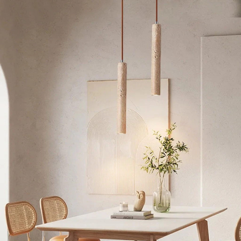 Travertin LED Hängeleuchte – Einfaches Wabi-Sabi Design, warmweiß - Lamylie