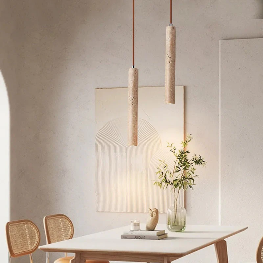 Travertin LED Hängeleuchte – Einfaches Wabi-Sabi Design, warmweiß - Lamylie