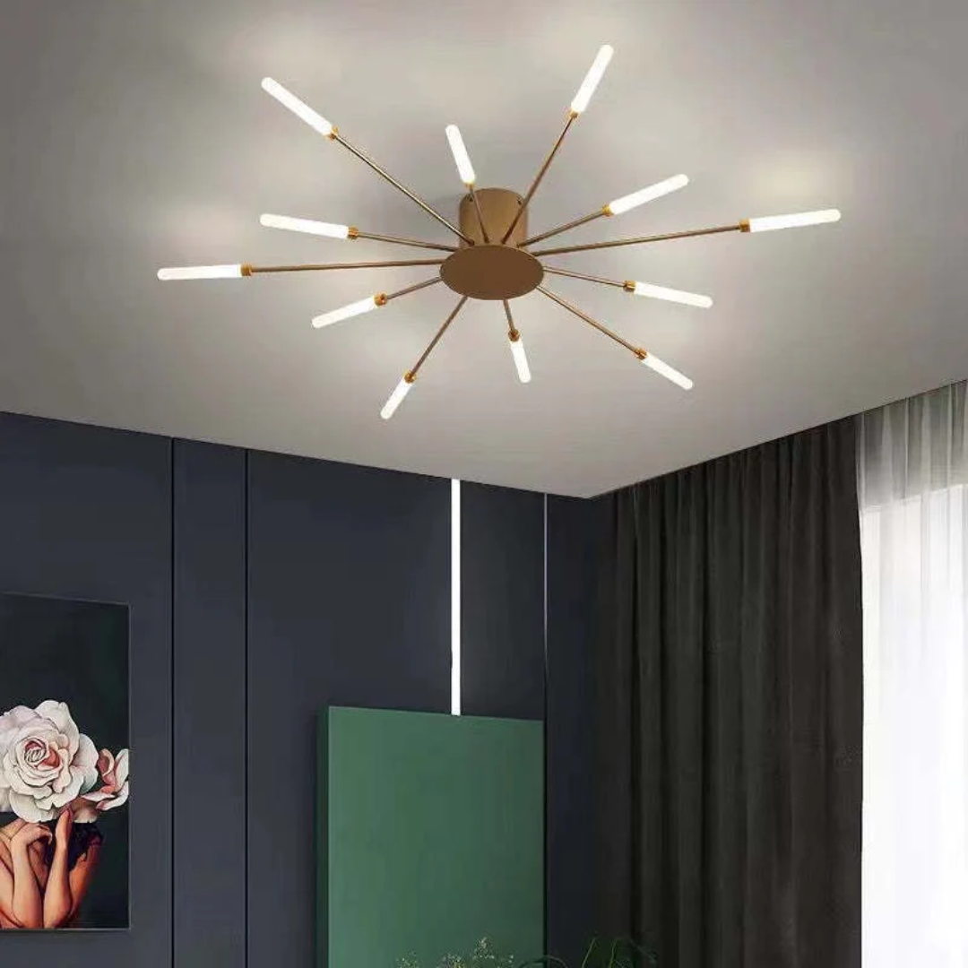 Modern, csillag formájú LED mennyezeti lámpa – 12 ág, arany vagy fekete - Lamylie