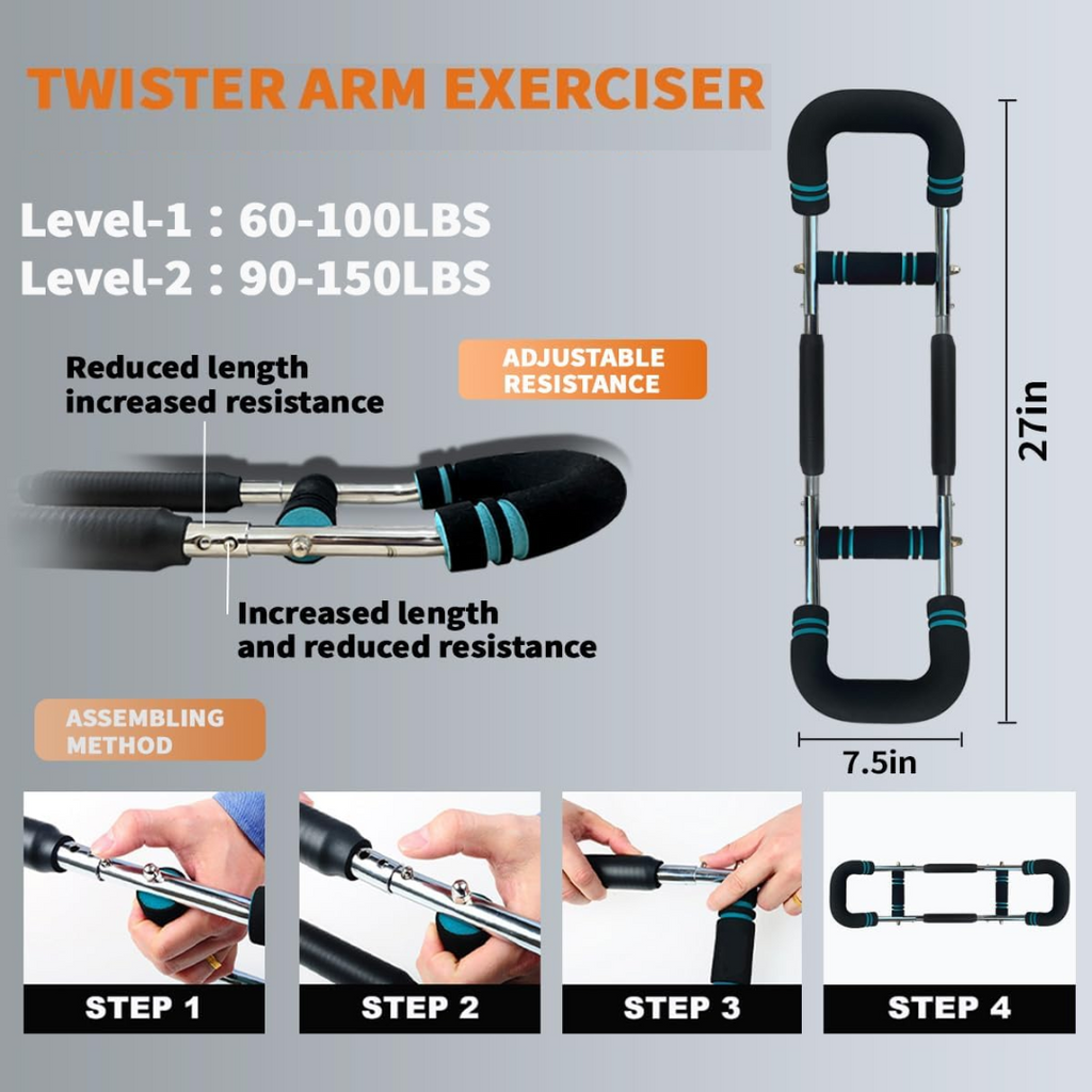 Entrenador de resistencia con resistencia ajustable y asas ergonómicas para entrenar la parte superior del cuerpo - Lamylie