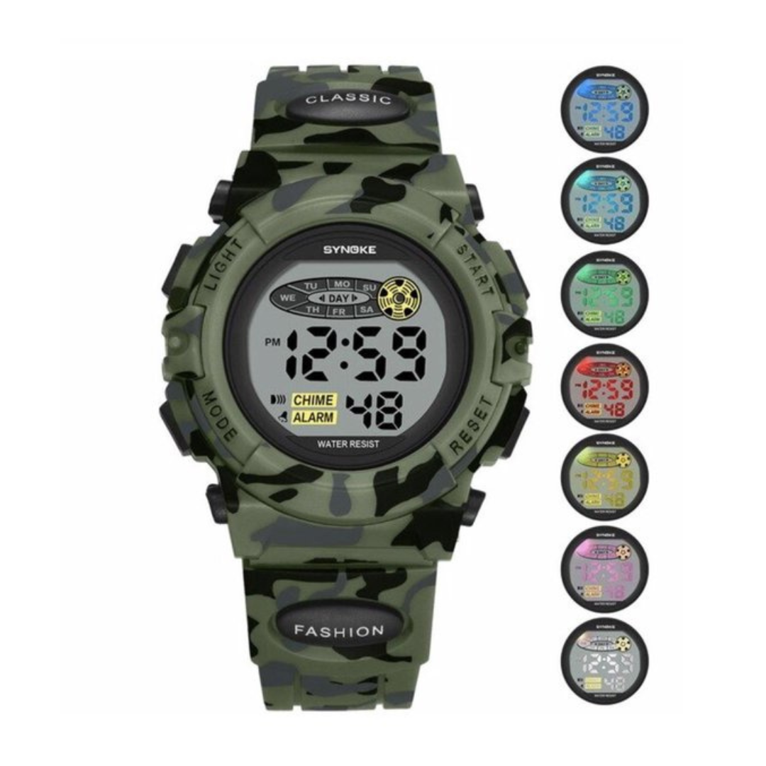 Montre numérique étanche et résistante aux chocs pour enfants | Fonction date, alarme et chronomètre | Montre de sport éducative avec éclairage | Bracelet en silicone PU pour garçons et filles de 6 à 15 ans - Lamylie