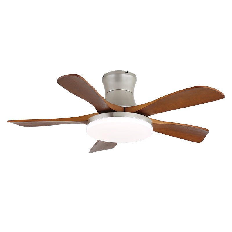 Modern ceiling fan with lighting in brass and wood | 106 cm Ø | Scandinavian-inspired design with 6 speeds - Lamylie