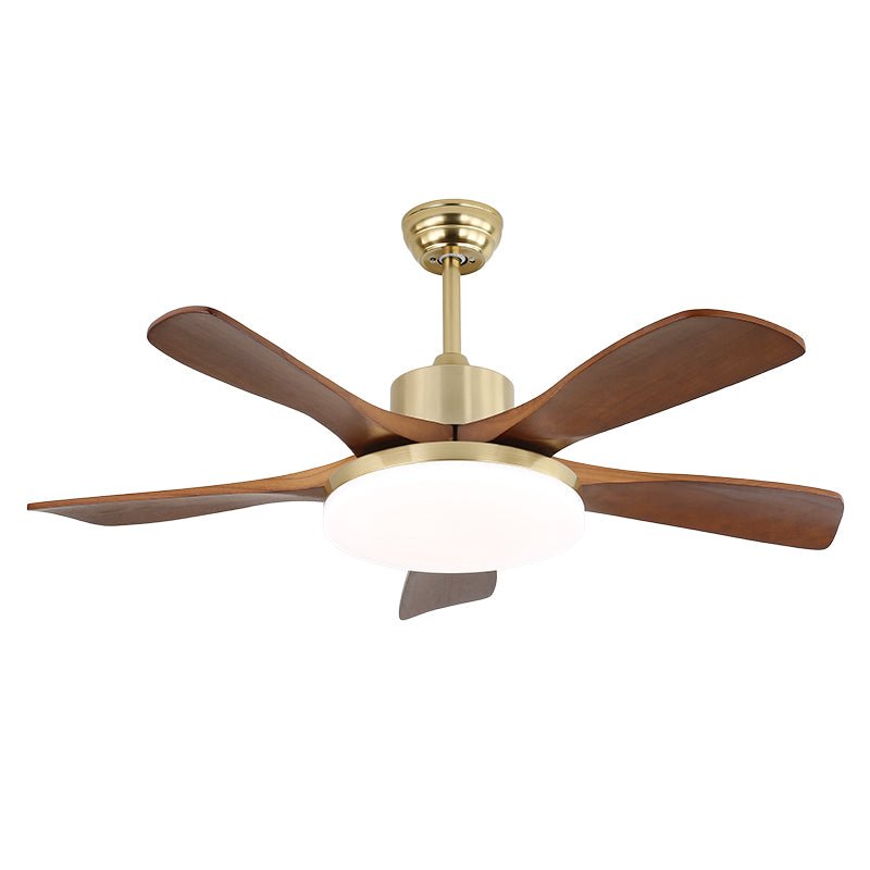 Modern ceiling fan with lighting in brass and wood | 106 cm Ø | Scandinavian-inspired design with 6 speeds - Lamylie