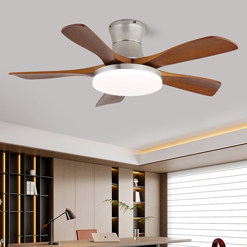 Modern ceiling fan with lighting in brass and wood | 106 cm Ø | Scandinavian-inspired design with 6 speeds - Lamylie
