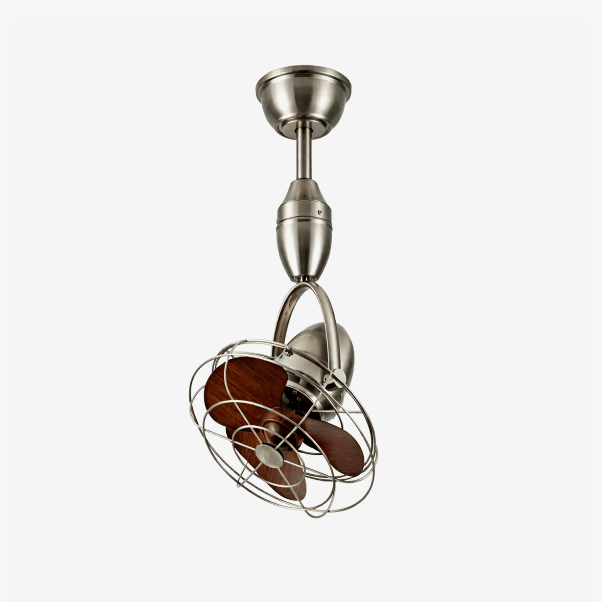 Klasický stropní ventilátor Winston v průmyslovém designu Ø30cm s nastavitelnou hlavicí, dálkovým ovládáním, 6 rychlostmi a měděným motorem 35W - Lamylie
