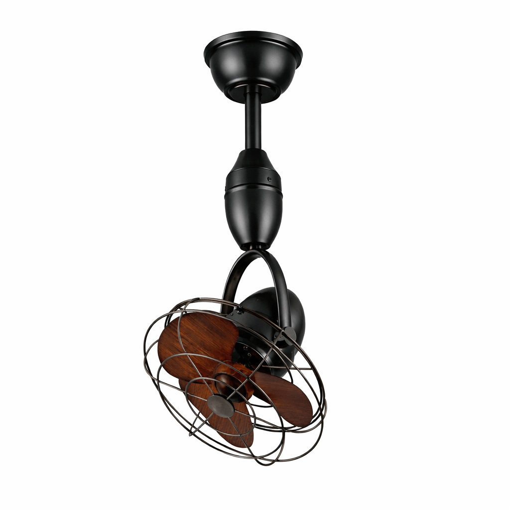 Klasický stropní ventilátor Winston v průmyslovém designu Ø30cm s nastavitelnou hlavicí, dálkovým ovládáním, 6 rychlostmi a měděným motorem 35W - Lamylie