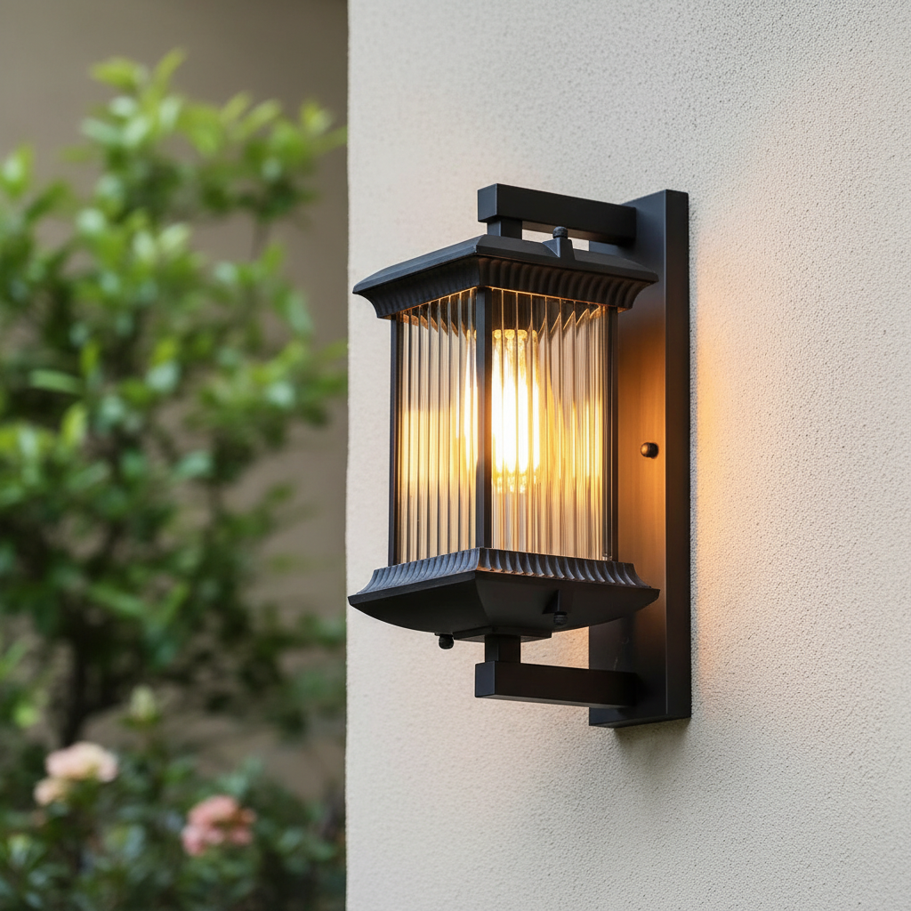 Lumera-buitenwandlamp — transparant glas en aluminium frame
