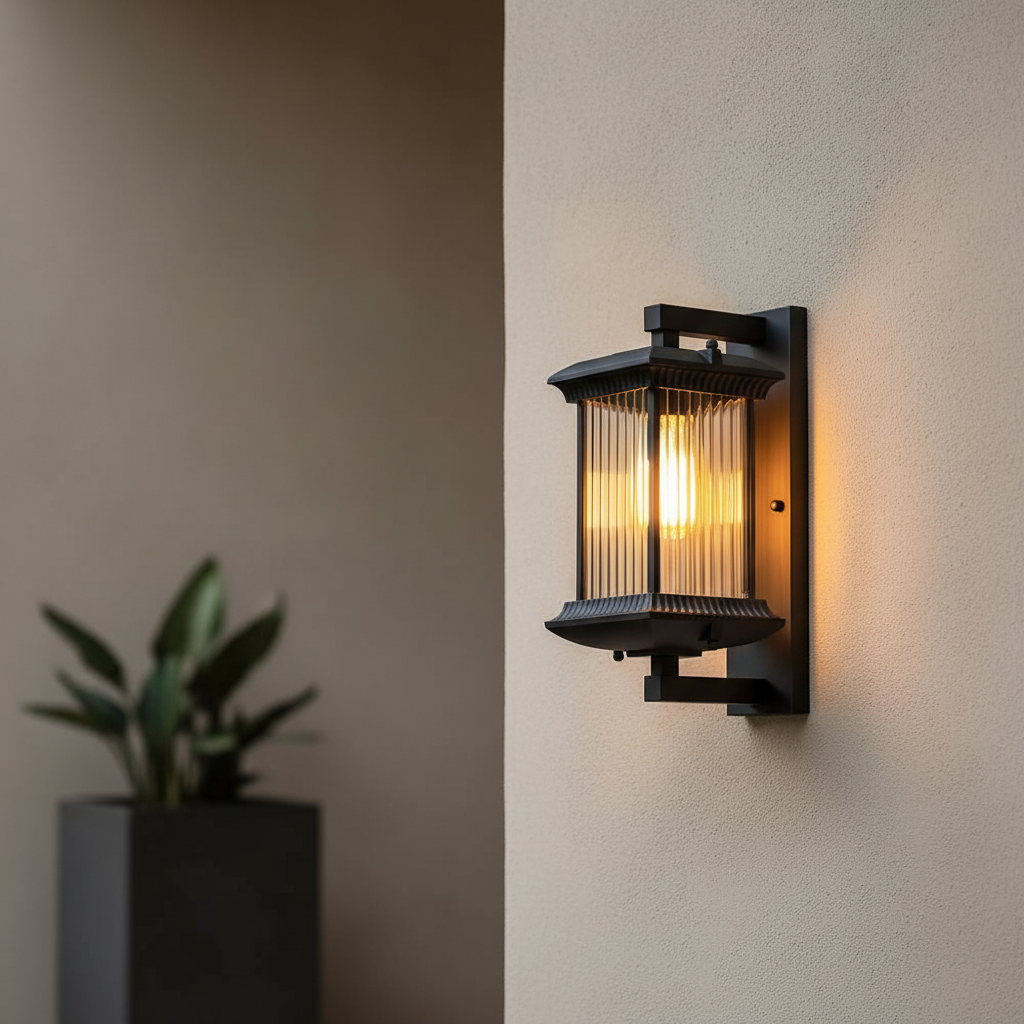 Lumera-buitenwandlamp — transparant glas en aluminium frame