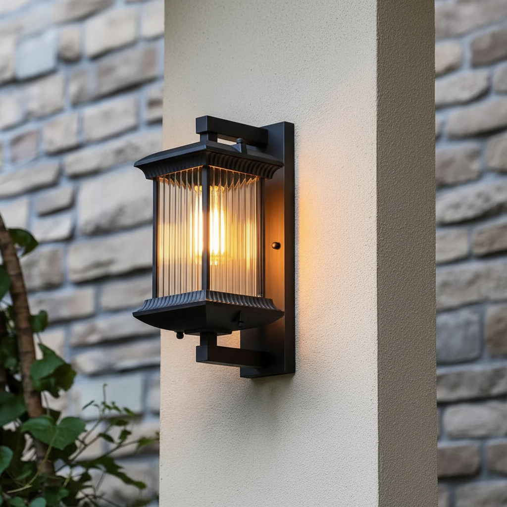 Lumera-buitenwandlamp — transparant glas en aluminium frame