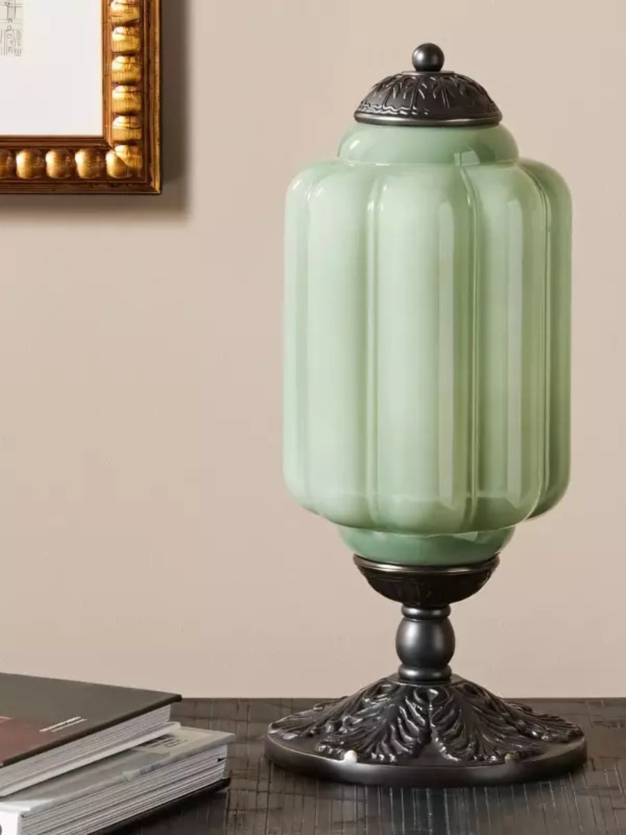 Vintage Glass Table Lamp with Brass or Black Finish - Lamylie