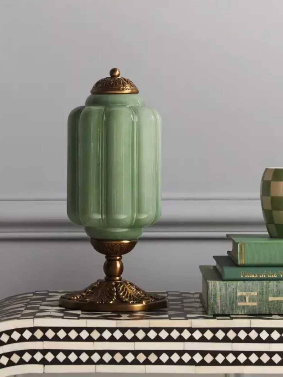 Vintage Glass Table Lamp with Brass or Black Finish - Lamylie