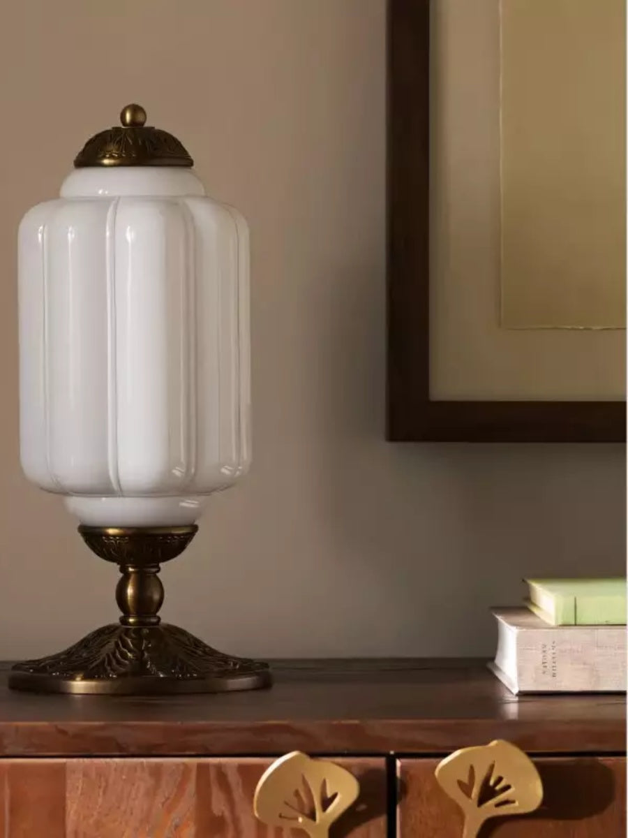 Vintage Glass Table Lamp with Brass or Black Finish - Lamylie
