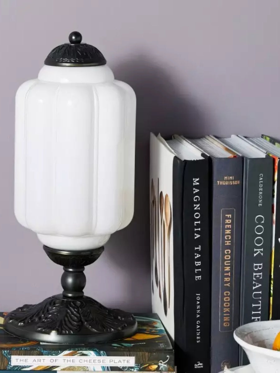 Vintage Glass Table Lamp with Brass or Black Finish - Lamylie