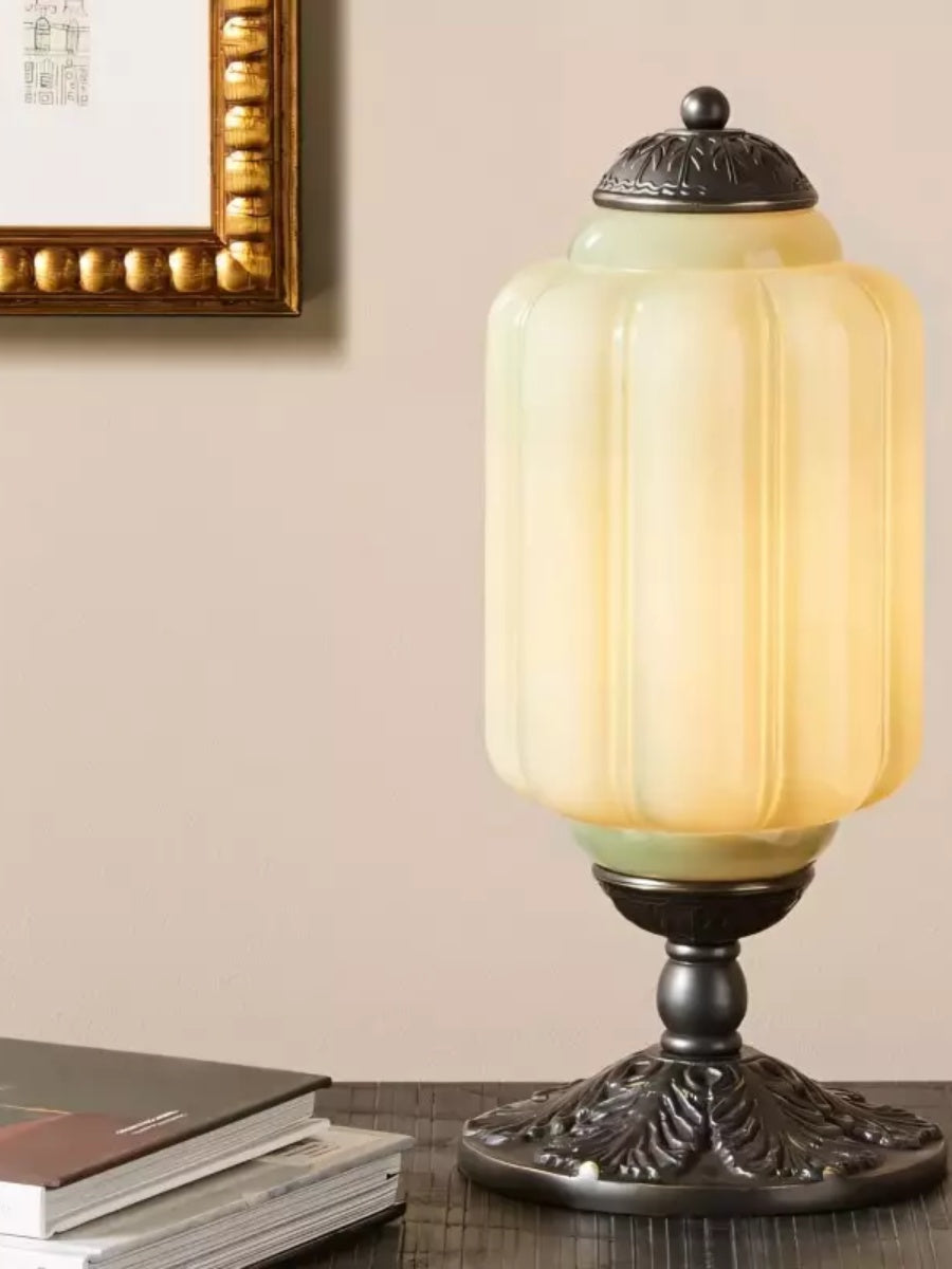Vintage Glass Table Lamp with Brass or Black Finish - Lamylie