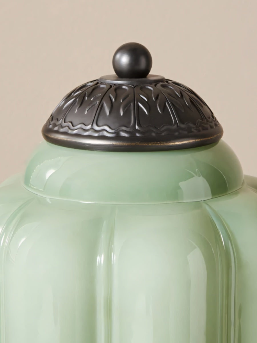 Vintage Glass Table Lamp with Brass or Black Finish - Lamylie