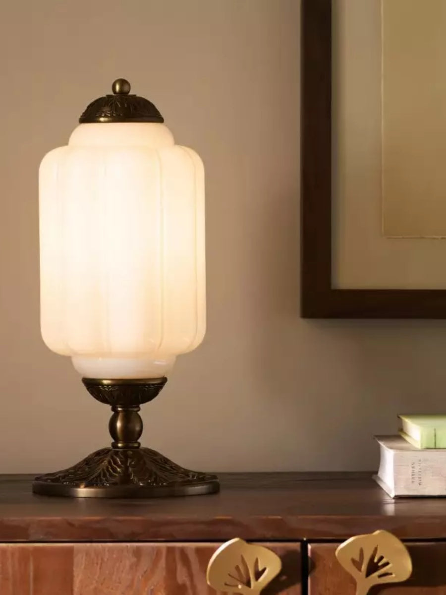 Vintage Glass Table Lamp with Brass or Black Finish - Lamylie