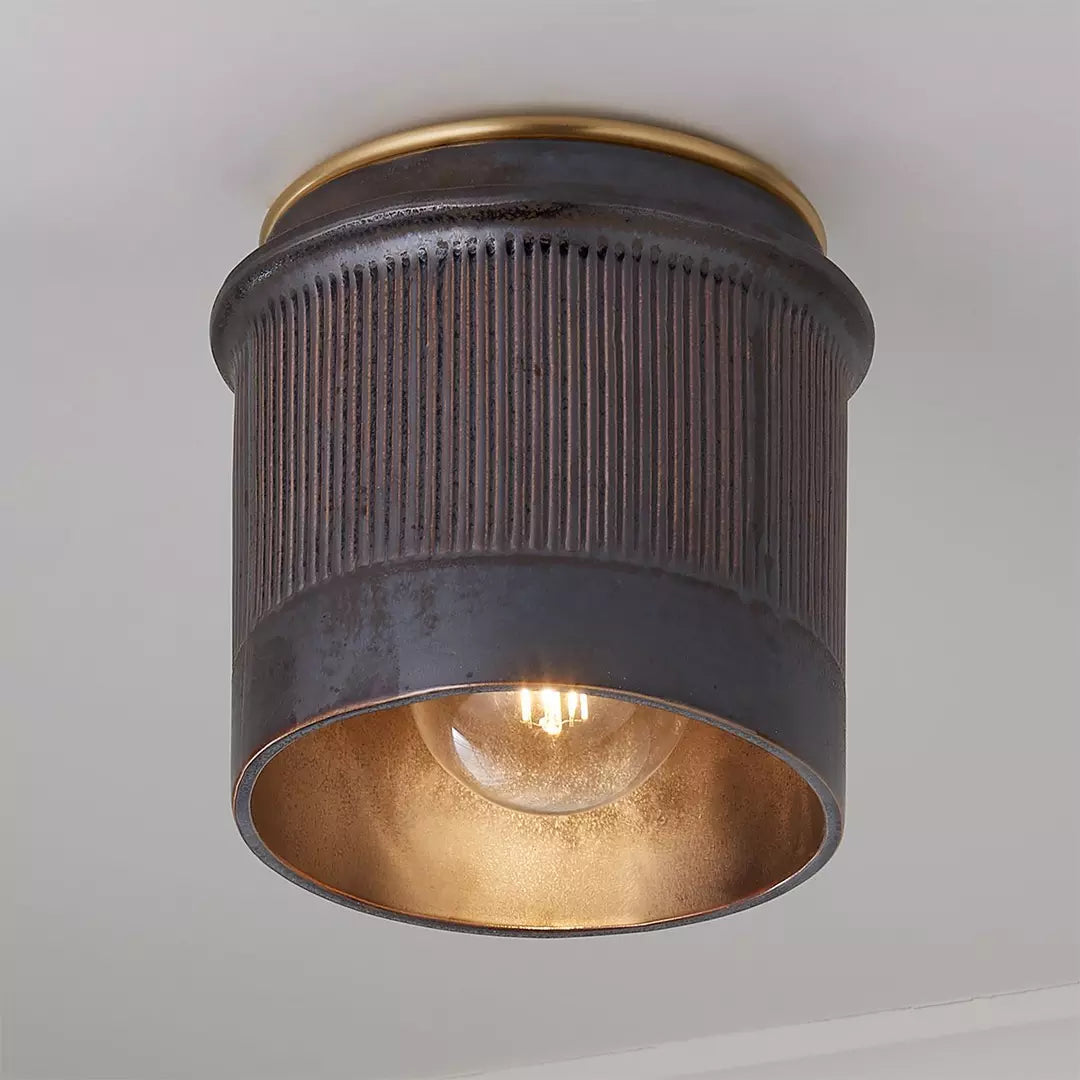 Vintage Black Metal Industrial Ceiling Lamp Rustic Design | Flush Mount for Kitchen Bedroom Hall - Lamylie