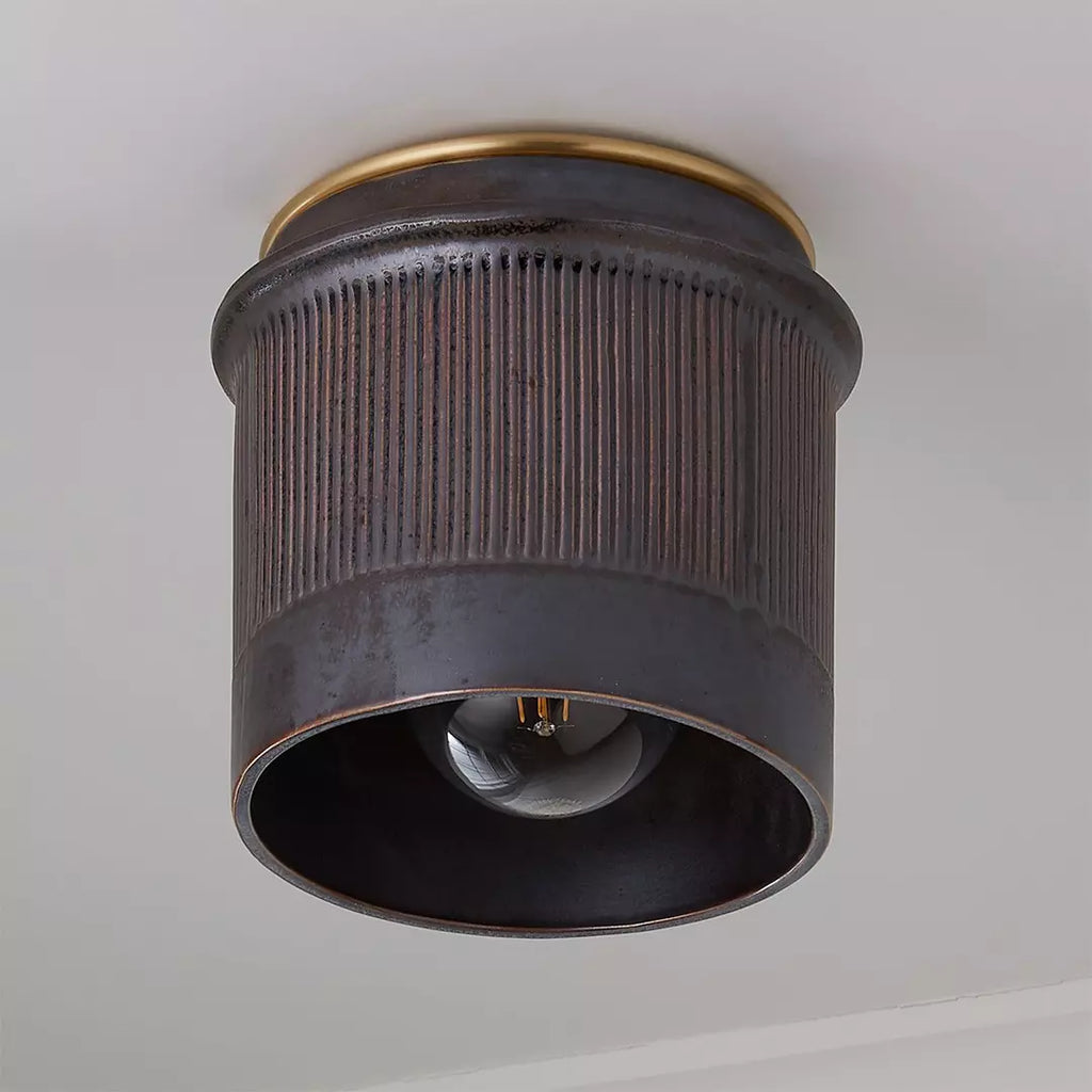 Vintage Black Metal Industrial Ceiling Lamp Rustic Design | Flush Mount for Kitchen Bedroom Hall - Lamylie