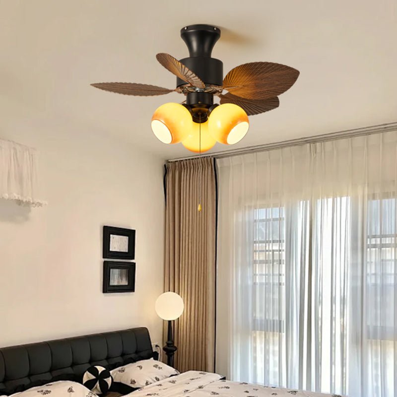 Stropní ventilátor s listovým vzorem a osvětlením | Nastavitelný vintage styl – Lamylie