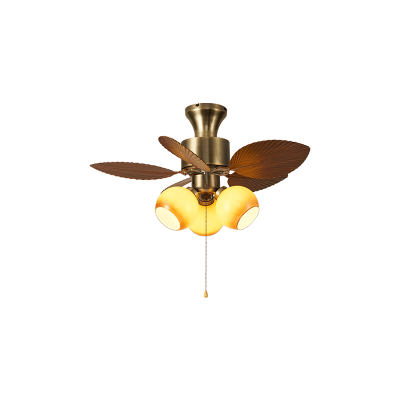 Stropní ventilátor s listovým vzorem a osvětlením | Nastavitelný vintage styl – Lamylie