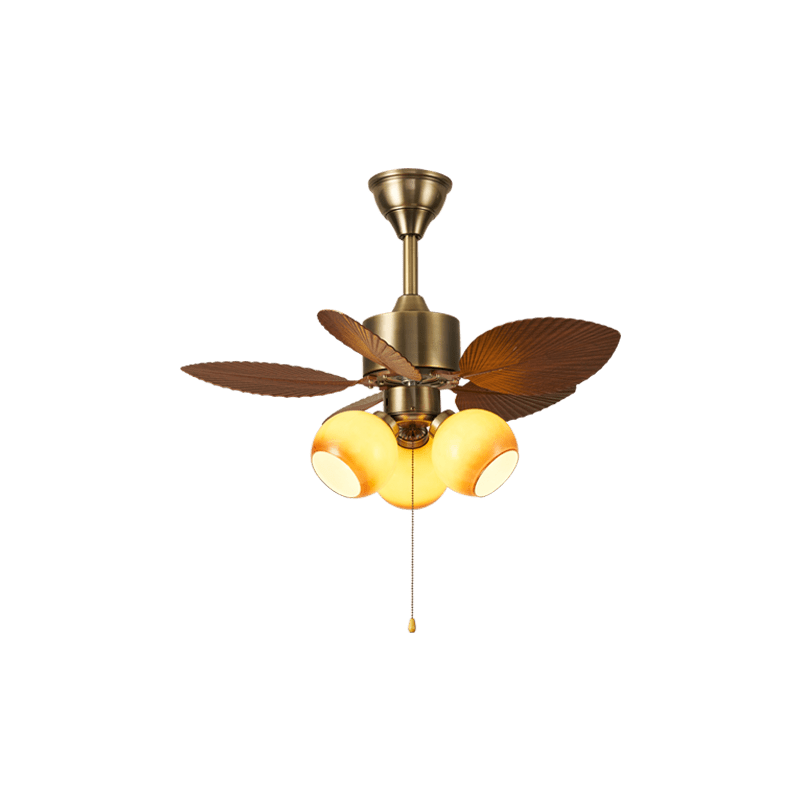 Stropní ventilátor s listovým vzorem a osvětlením | Nastavitelný vintage styl – Lamylie