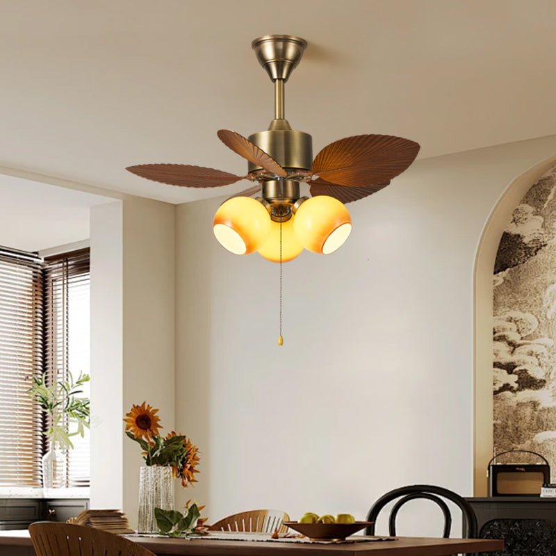Stropní ventilátor s listovým vzorem a osvětlením | Nastavitelný vintage styl – Lamylie