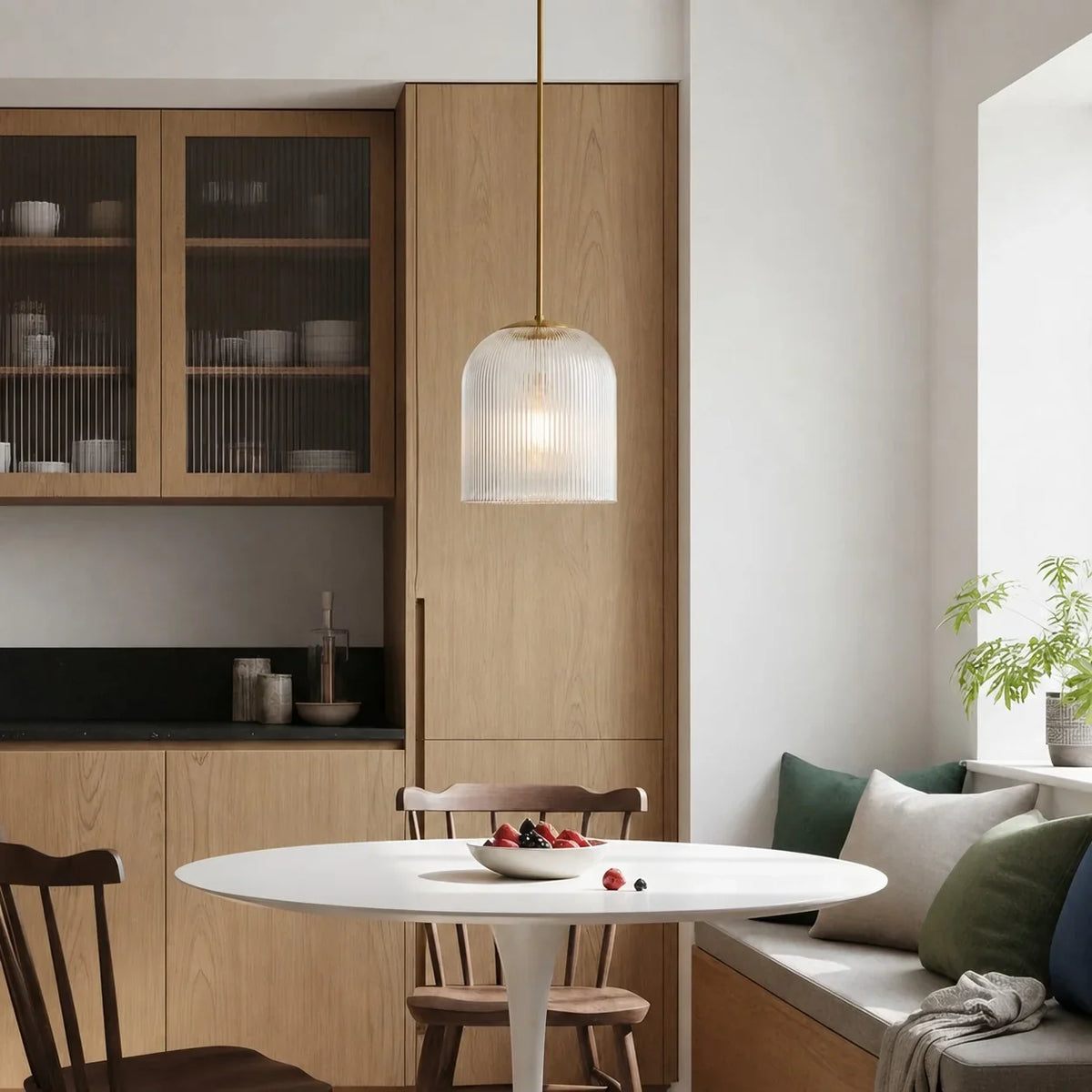 Pendelleuchte aus geripptem Glas mit Kupferfinish | Rustikale Beleuchtung – Lamylie