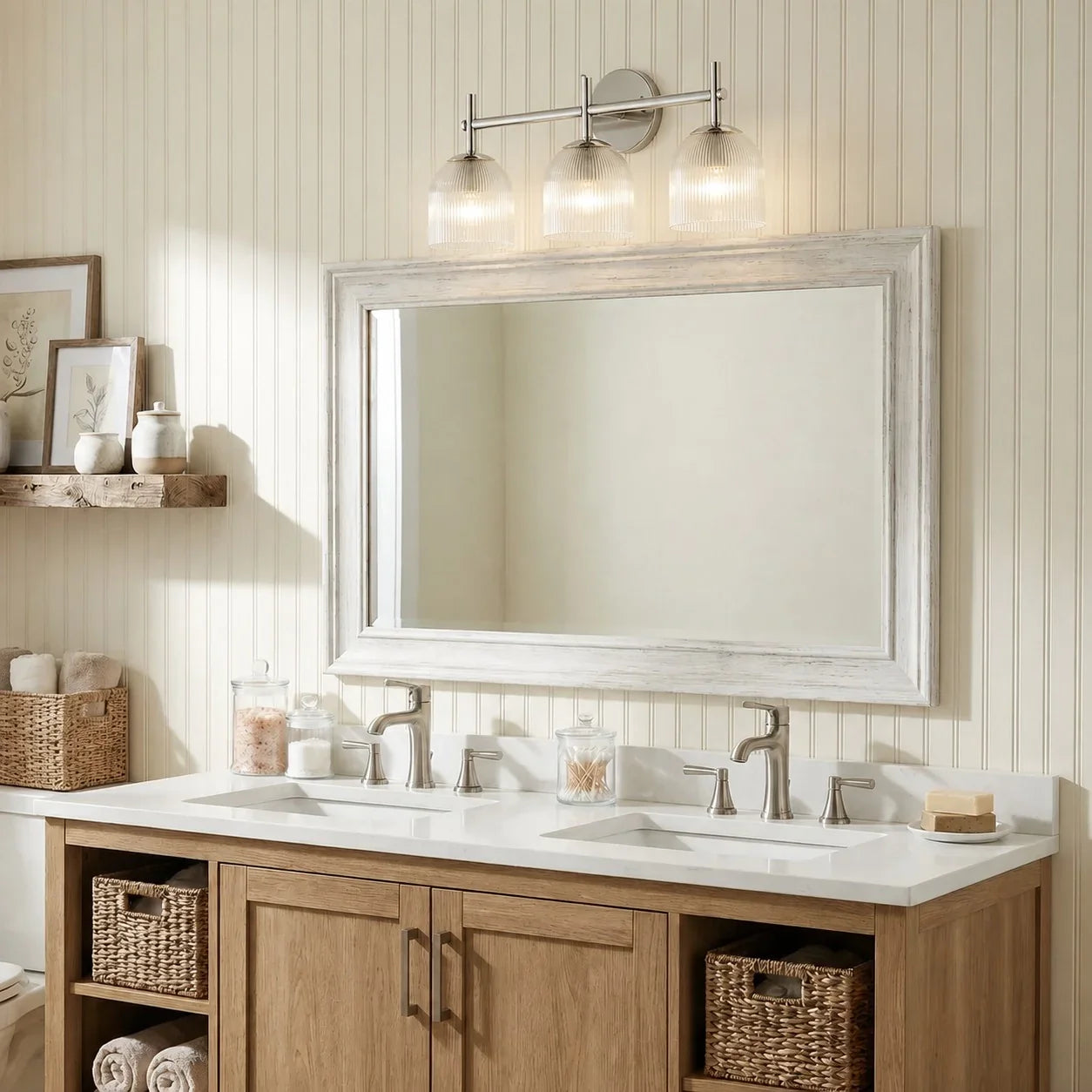 Candeeiro de parede com vidro canelado e acabamento em cobre para corredor, quarto e casa de banho – Lamylie
