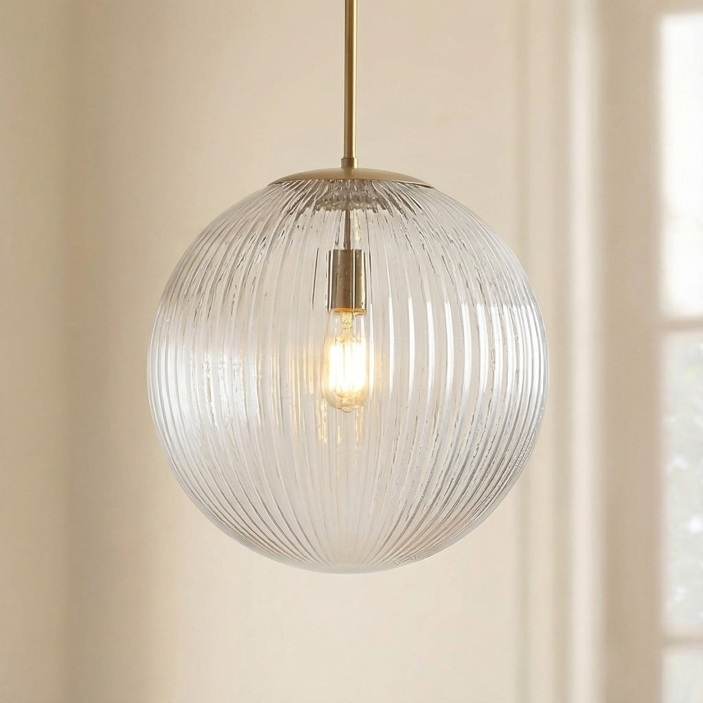 Pendelleuchte aus geripptem Glas mit Kupferfinish | Rustikale Beleuchtung – Lamylie