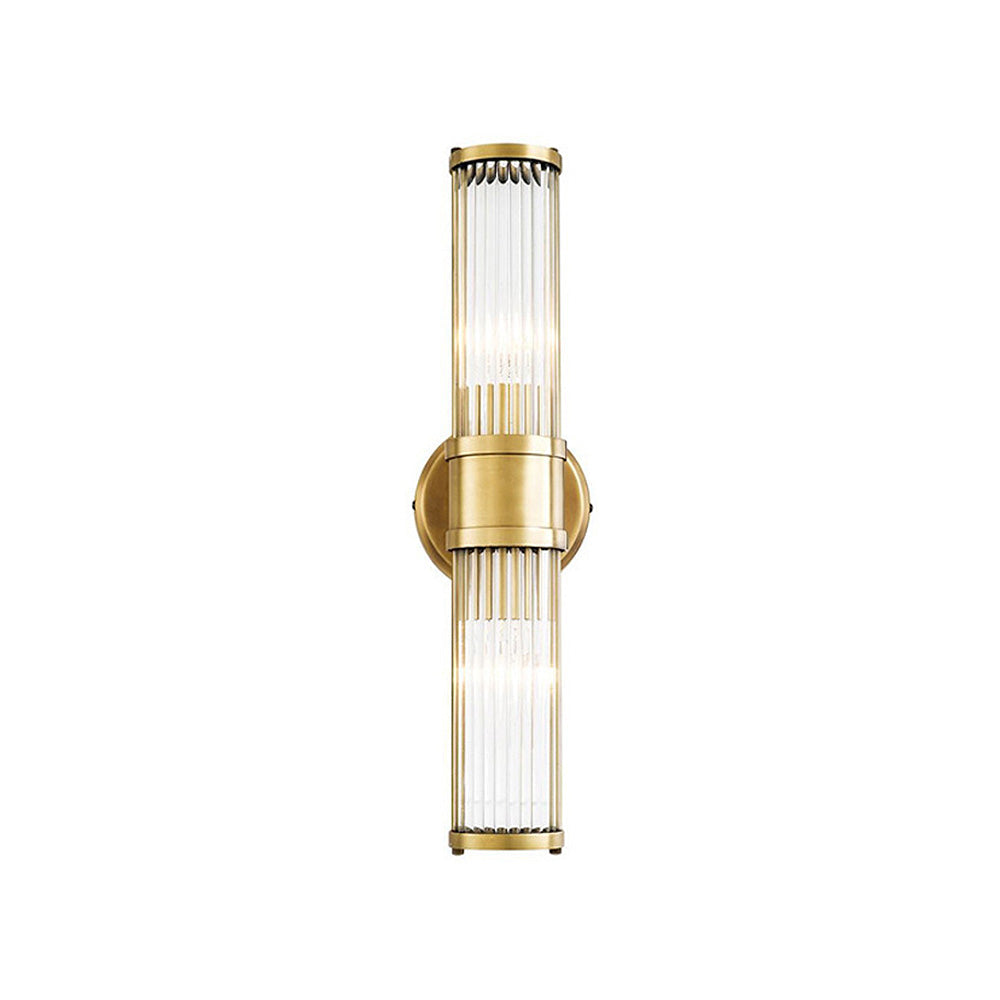 Gylden væglampe med glasskærm Ø9cm | Eksklusiv badeværelsesbelysning i klassisk design til spejl, hall og gang, IP44, E27-fatning, moderne og tidløs - Lamylie