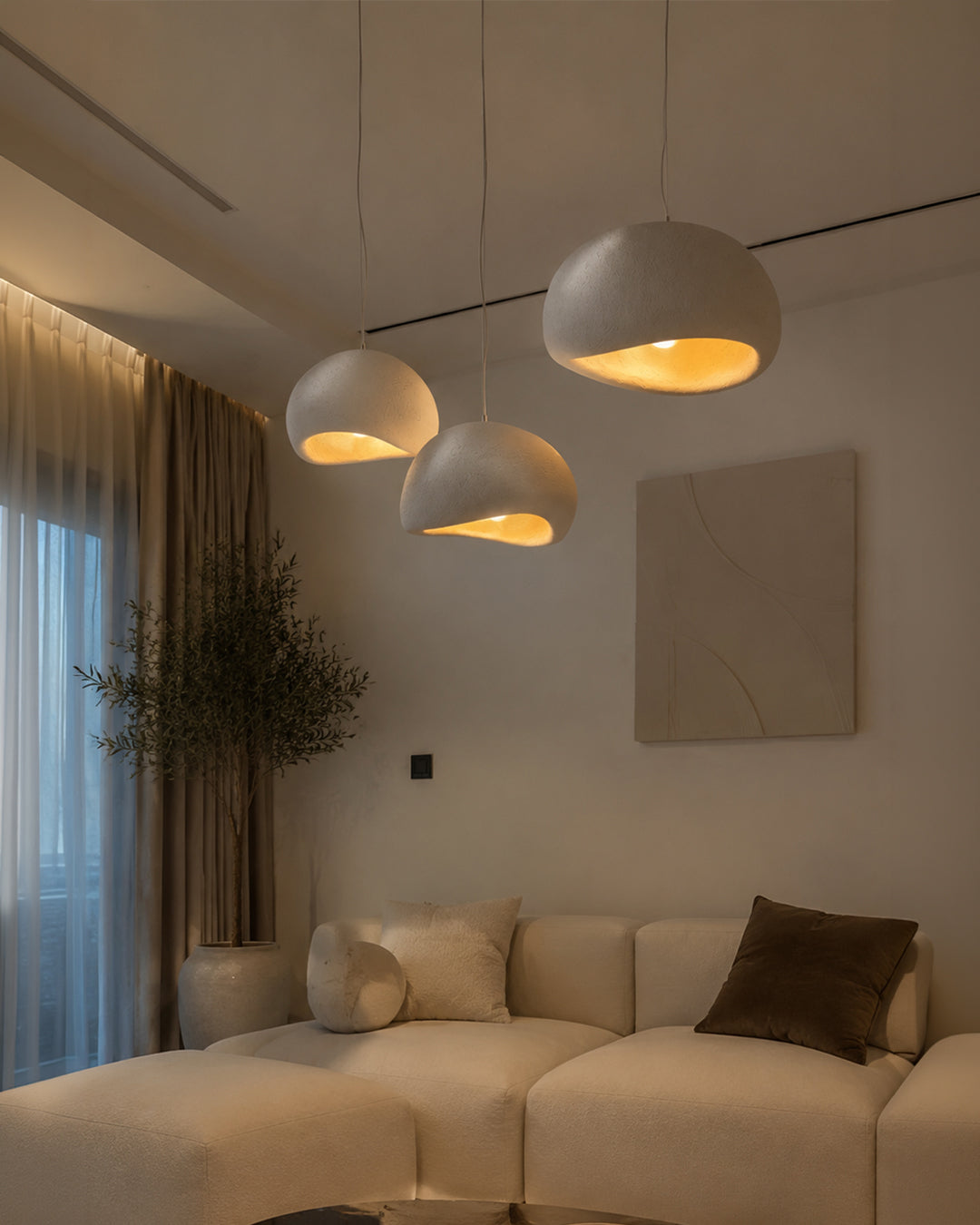 Wabi Sabi Polymer Pendant Lamp | Organic Texture Scandinavian Light Design for Living Room Dining Room - Lamylie