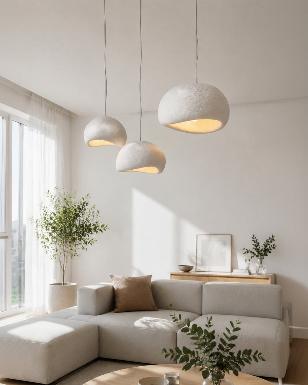 Wabi Sabi Polymer Pendant Lamp | Organic Texture Scandinavian Light Design for Living Room Dining Room - Lamylie