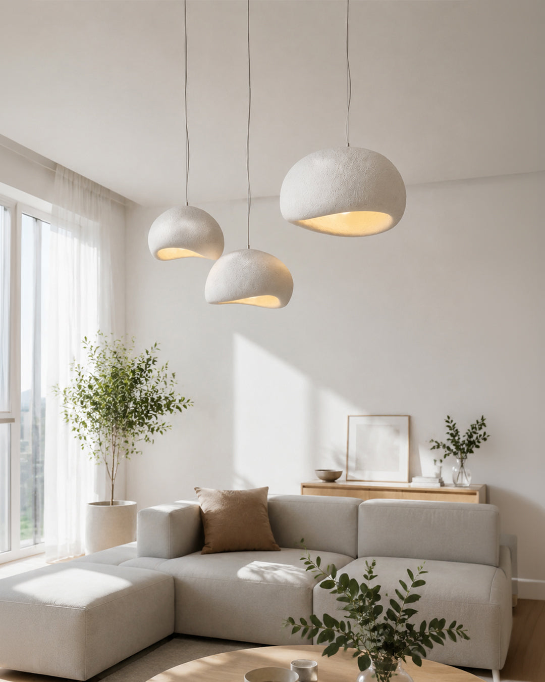Wabi Sabi Polymer Pendant Lamp | Organic Texture Scandinavian Light Design for Living Room Dining Room - Lamylie