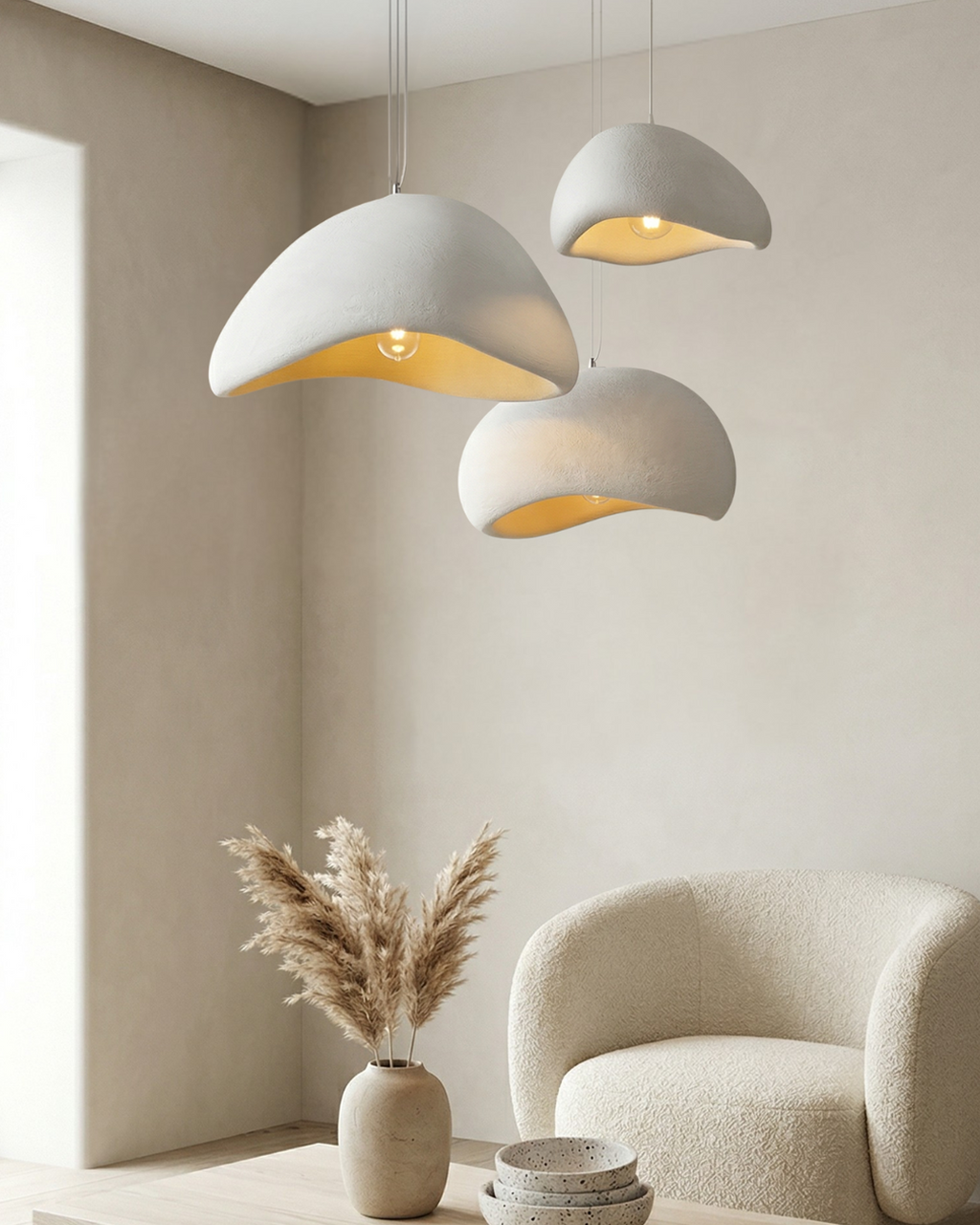 Wabi Sabi Polymer Pendant Lamp | Organic Texture Scandinavian Light Design for Living Room Dining Room - Lamylie