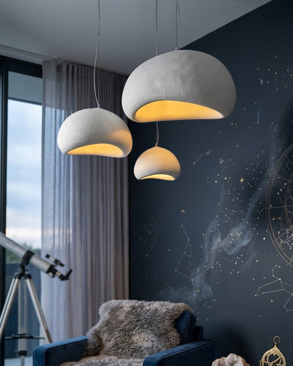 Wabi Sabi Polymer Pendant Lamp | Organic Texture Scandinavian Light Design for Living Room Dining Room - Lamylie