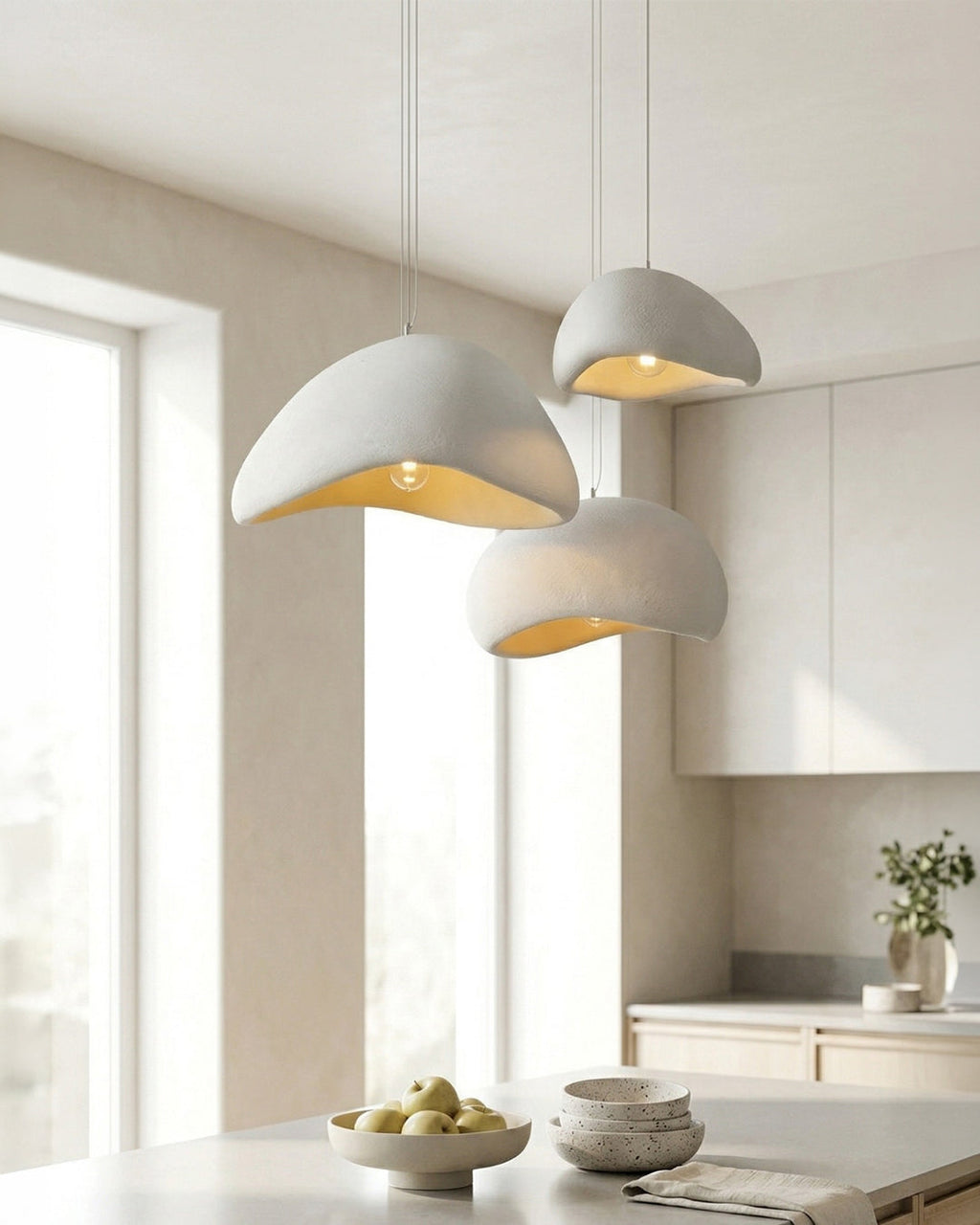 Wabi Sabi Polymer Pendant Lamp | Organic Texture Scandinavian Light Design for Living Room Dining Room - Lamylie