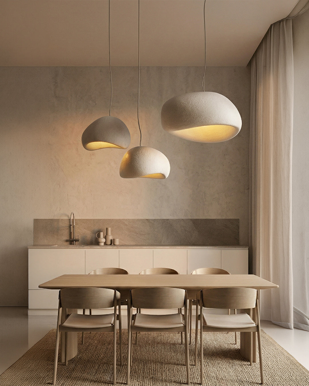 Wabi Sabi Polymer Pendant Lamp | Organic Texture Scandinavian Light Design for Living Room Dining Room - Lamylie