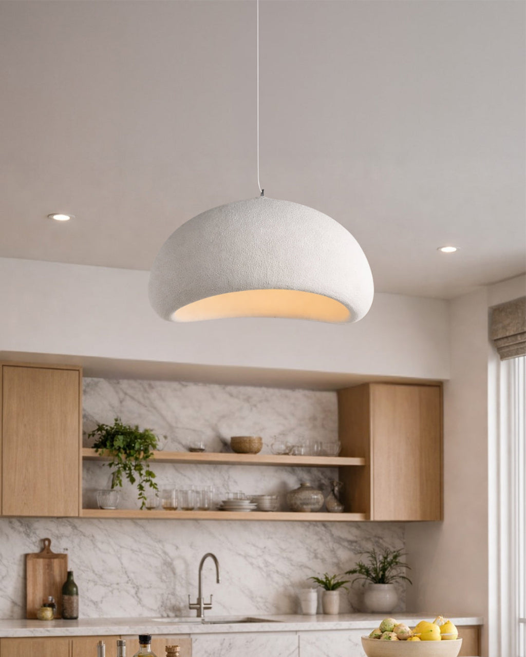 Wabi Sabi Polymer Pendant Lamp | Organic Texture Scandinavian Light Design for Living Room Dining Room - Lamylie