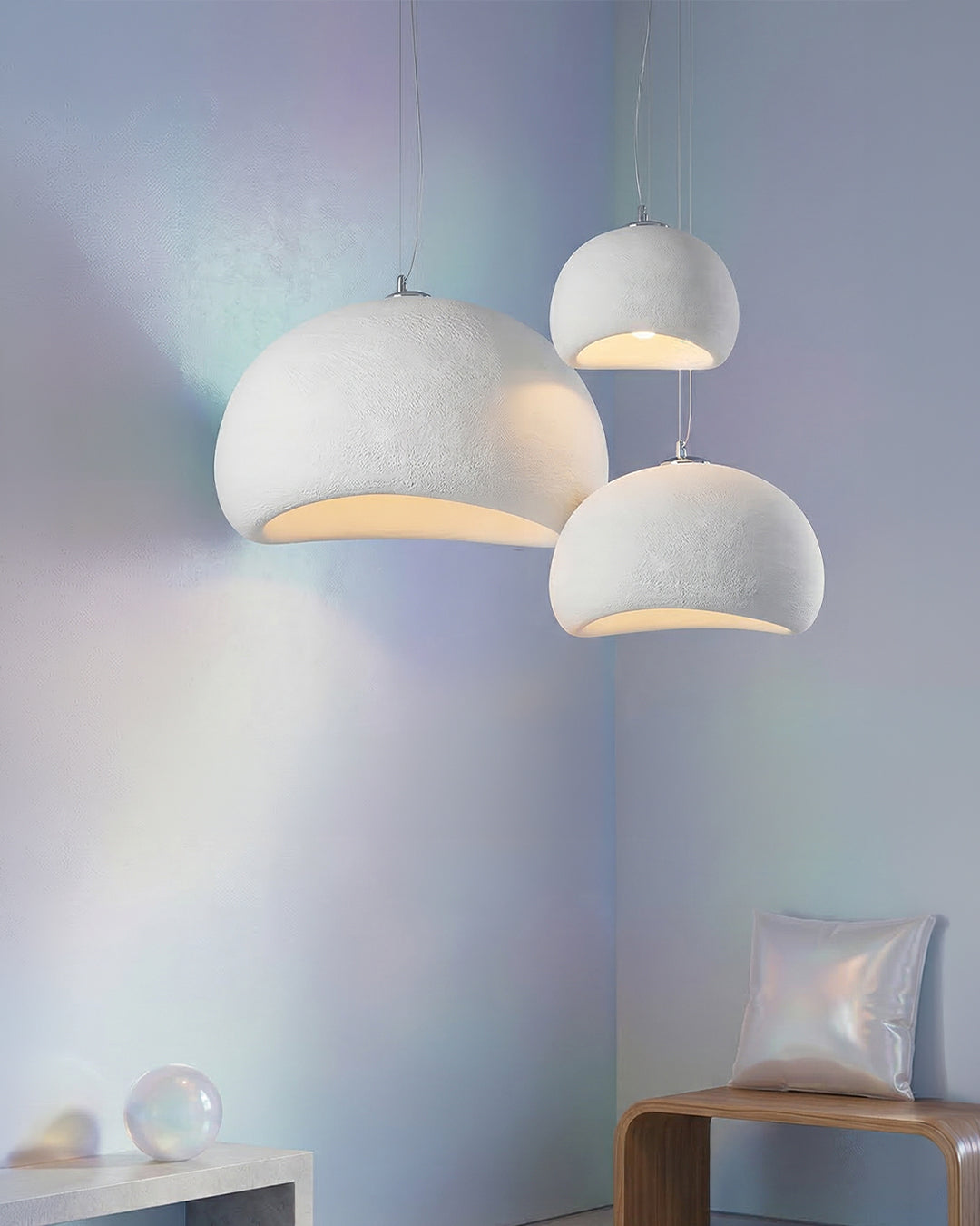 Wabi Sabi Polymer Pendant Lamp | Organic Texture Scandinavian Light Design for Living Room Dining Room - Lamylie