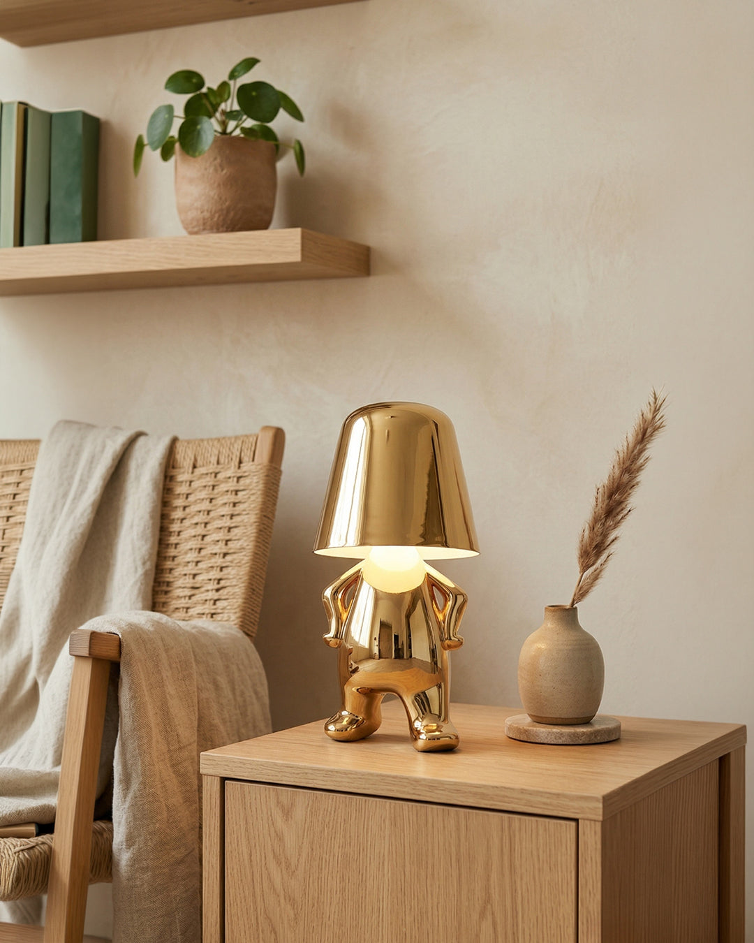Metal Table Lamp Sculpture Figure Ambient Light Touch Dimmable LED Night Light Gold Silver Modern Design Decorative - Lamylie