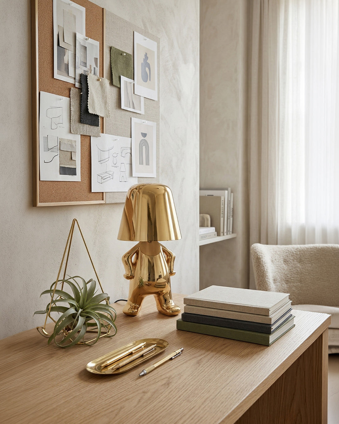 Metal Table Lamp Sculpture Figure Ambient Light Touch Dimmable LED Night Light Gold Silver Modern Design Decorative - Lamylie